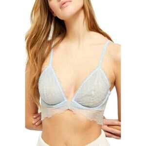NEW Free People Bra lingerie sexy flirty 34C Lucia Underwire Blue Hydrandea NWT